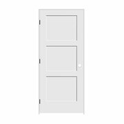 Codel Doors 30" x 80" x 1-3/8" Primed 3-Panel Equal Panel Interior Shaker 4-9/16" RH Prehung Door w/Black Hinges 2668pri8433RH1D4916
